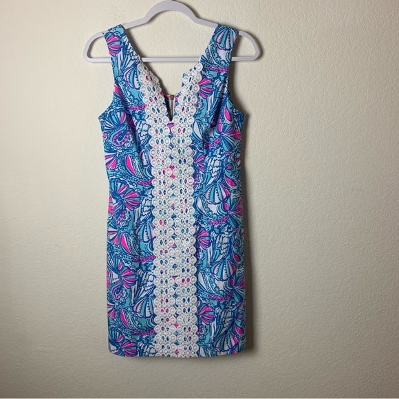 Lilly Pulitzer target Womens blue printed sleeveless v neck shift dress - Picture 1 of 7